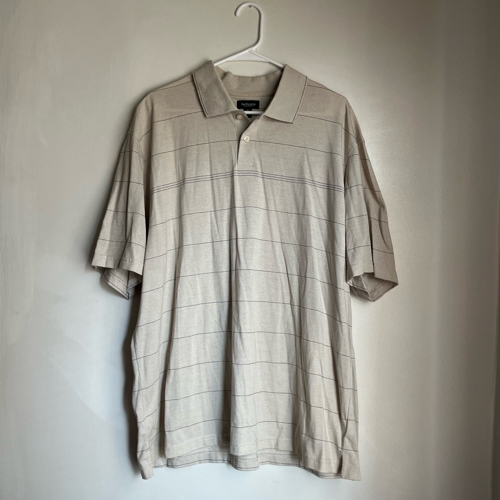 Van Heusen Beige Striped Polo Shirt
